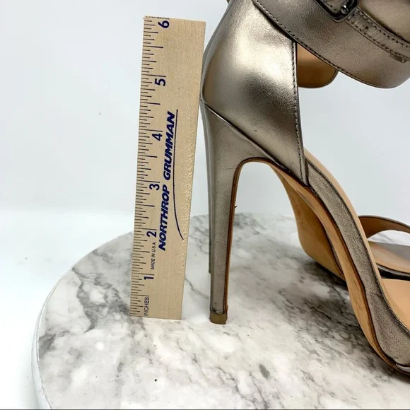 Halston Heritage Ellen Metallic Leather Ankle Strap Platform Sandal 7 Grunge - Picture 16 of 16